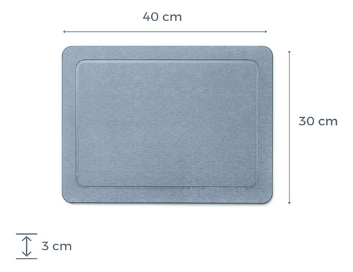 Escorredor De Louça Diatomita 40x30cm Cinza Rápida Absorção