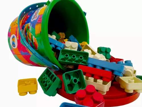 Baldinho com Blocos Pecinhas Lego de Montar Brinquedo Infantil 66 peças