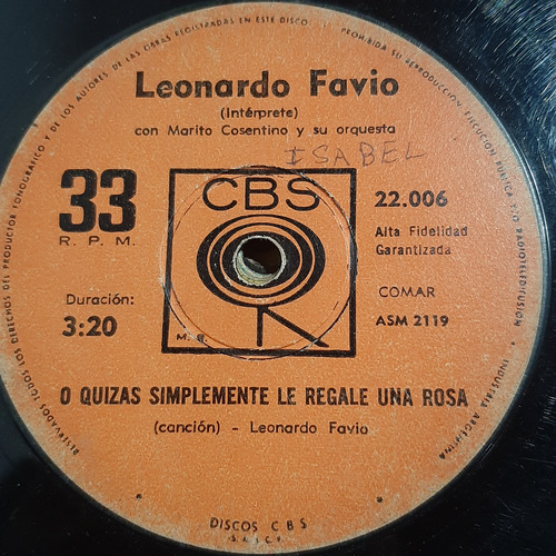 Simple Leonardo Favio Marito Cosentino Orq Cbs C2