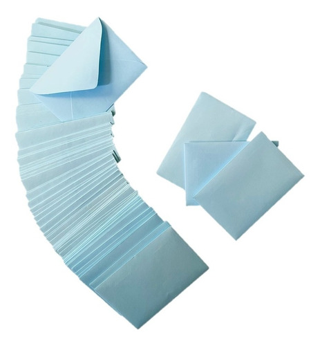 100 Mini Sobres Tarjeta 9.5 X 6.1 Cm Eventos Regalar Dinero Azul Claro