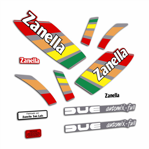 Calcos Zanella 50 Due Automix - Full. Colores. Laminadas