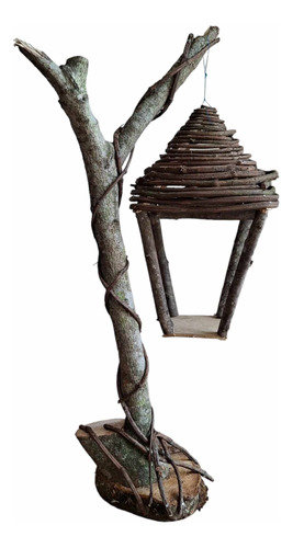 Lampara Rustica De Bejuco Con Base Farol Decoracion 