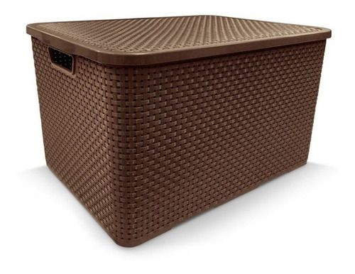 Caixa Organizadora Rattan C/ Tampa 40 Litros Arqplast Marrom Cor Marrom Nome Do Desenho