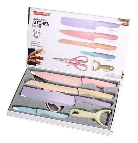 Juego Set Cuchillos Cocina X 6 Piezas Color Colores