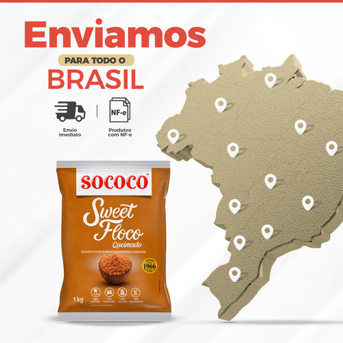 Coco Queimado Flocos Úmido Sweet 1kg - Sococo