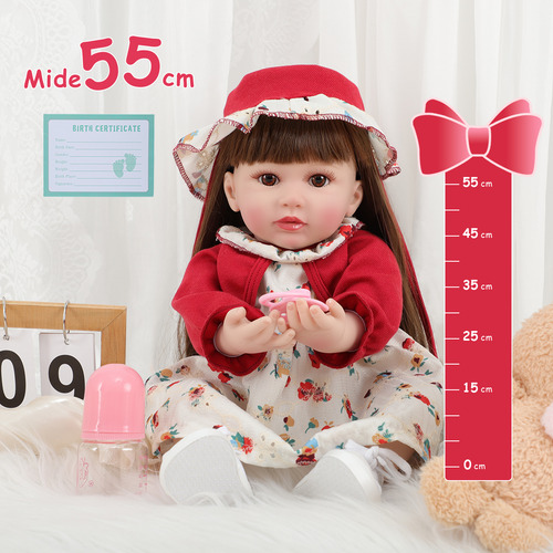 Muñeca De Bebé Reborn Bebé Niña De Silicona Y Algodón 55cm