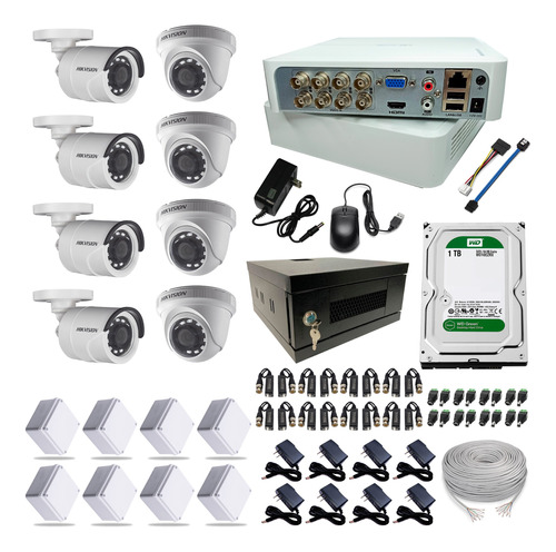 Kit Cctv Hikvision Fullhd 1080 Dvr 8 Ch+ 8 Camara Seguridad 