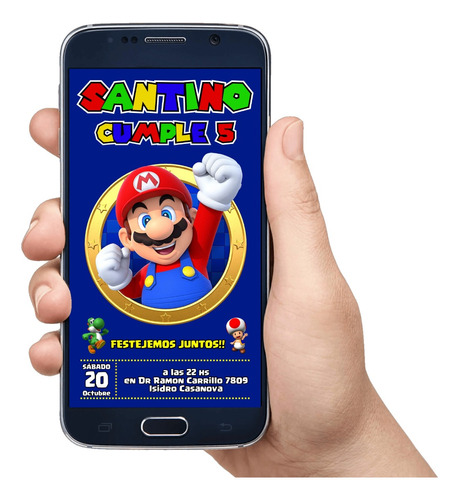 Invitacion Digital Personalizada Para Whatsapp Mario Bros