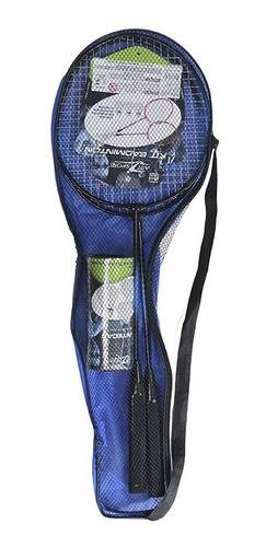 Kit Badminton 2 Raquetes + 3 Petecas + Bolsa Imediato Cor Azul