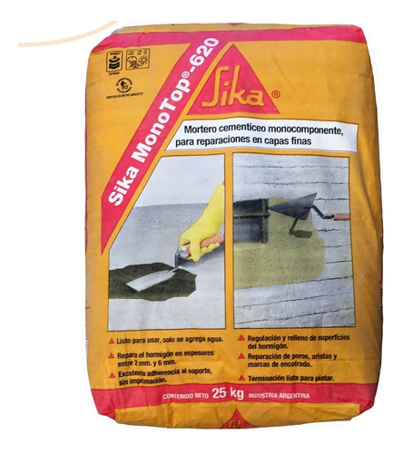 Sika Mono Top 620 25kg Bolsa Mortero Reparación Hormigón