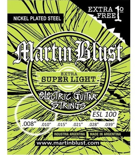 Encordado Guitarra Eléctrica Martin Blust .008/.039