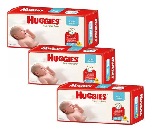 90 Pañales Huggies Supreme Talle Pequeño Combo X 3