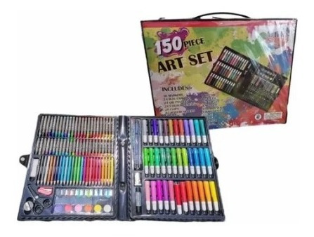 Estuche Set Arte Dibujo 150 Pzs Acuarelas Crayolas Plumones