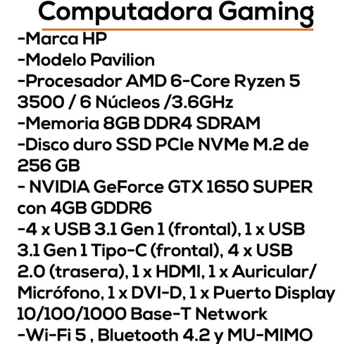 Imagen 4 de 8 de Computadora Hp Pavilion Amd 6 Ryzen 5 3500 8gb 256gb Bagc