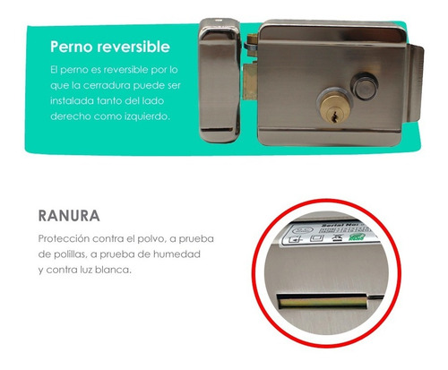 Imagen 6 de 8 de Cerradura Electrica Con Doble Tambor Y Llaves Para Porton