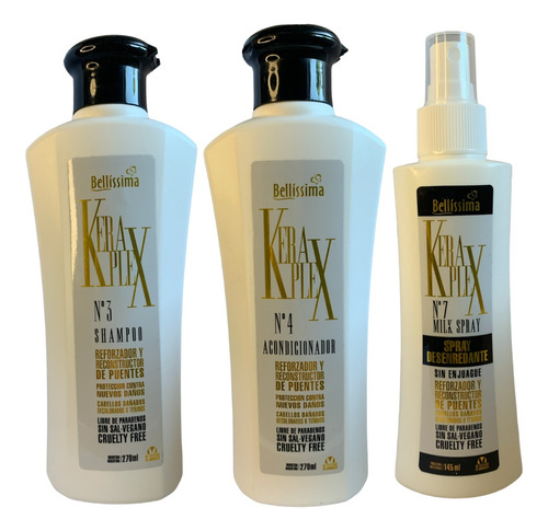 Kit Bellissima Keraplex Shampoo Acond Mascara Spray Reforzad