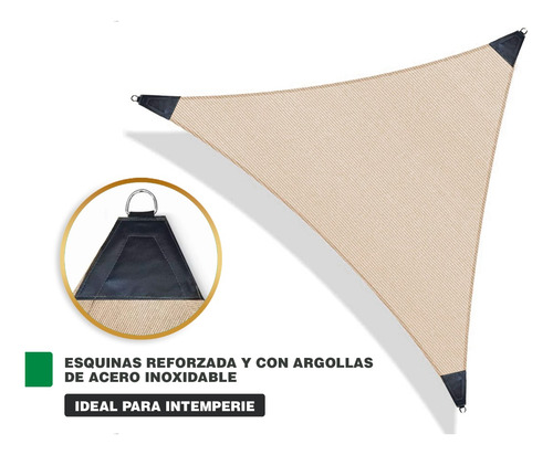 Malla Sombra 90% 3x3x3 M Triangulo Velaria Raschel Beige