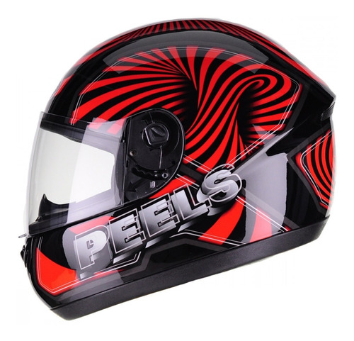 Capacete Fechado Peels Spike 3d Preto Vermelho Brilhante