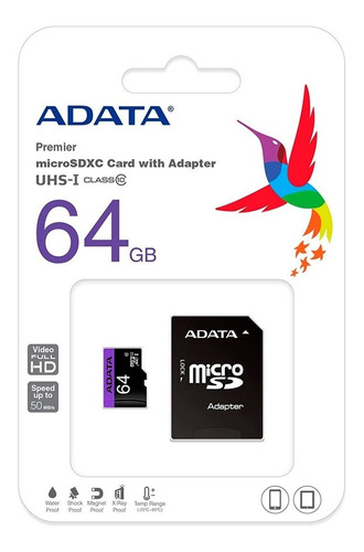 Memoria Microsd 64gb Adata 50mb/s 64 Gb Micro Sd Celular Mv