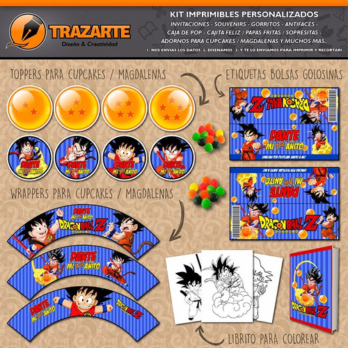 Kit Imprimible Dragon Ball: Goku Kid Personalizado Candy Bar | Cuotas sin  interés