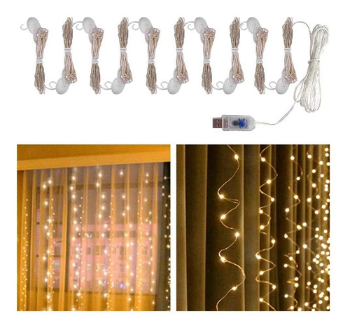 Usb 300 Led Cortina De La Ventana De La Cadena De Luces De H