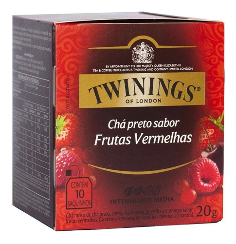Chá Twinings Preto Frutas Vermelhas Sachê 20g C/10 Unidades