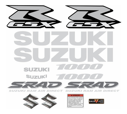 Kit Jogo Emblema Adesivo Compatível Gsxr Srad 1000 Cr11 Cor Adesivo Gsxr Srad 1000