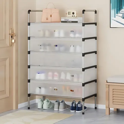 Organizador Zapatos Zapatero Estante Metalico Guarda Polvo Color Blanco Modern
