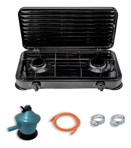 Cocina Gas Portátil camping 3 quemadores Negra SMILE KN-03/1KB