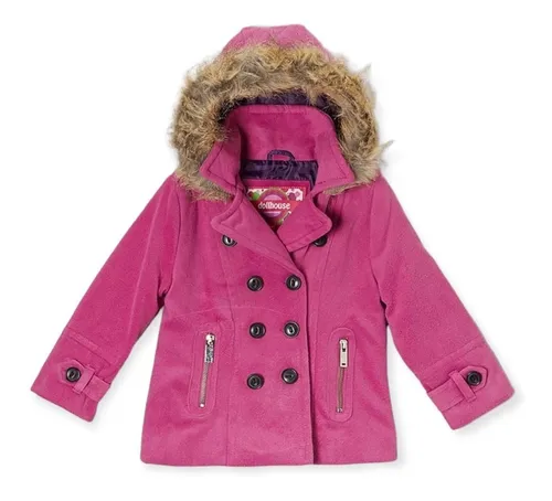 Abrigo Chaqueta Rosa Gorro Con Piel 14