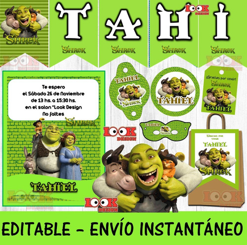 Kit Imprimible Candybar Shrek 100% Editable Powerpoint