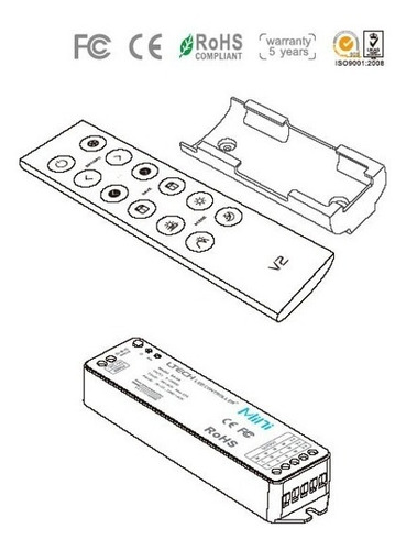 Imagen 2 de 4 de Controlador Dimmer De Cinta De Leds V2+r4-3a