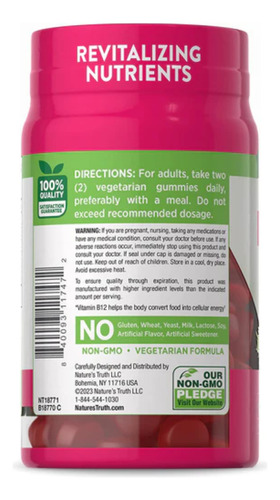 Nature's Truth Suplemento de Vitamina D3 + B12 60 gomitas para 1 mes
