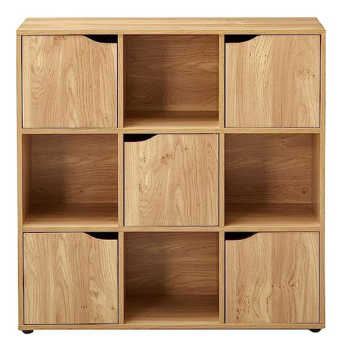 Organizador 9 Cubículos, Librero Gabinete Multifuncional Color Madera