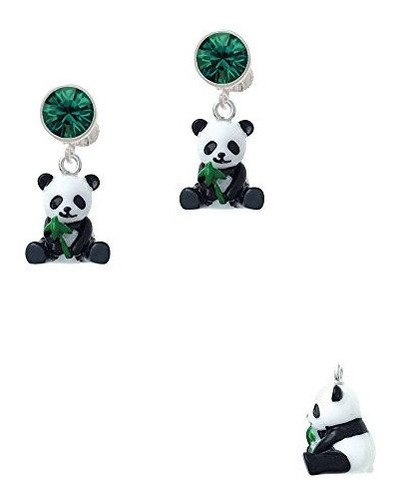 Aros De Resina Oso Panda Verde.