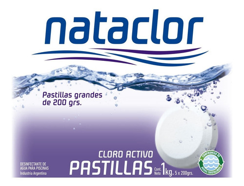 Imagen 2 de 5 de Pastillas De Cloro Activo 200gr De 1kg Nataclor Rinde +