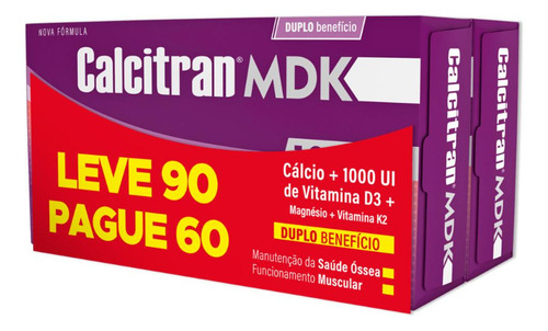 Kit Calcitran Mdk 1000ui Com 6un De 90 Comprimidos Cada