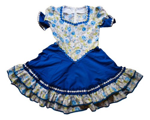 Vestido De Huasa Mujer Hecho A Mano Azul Talla L