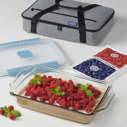 Plato De Vidrio Para Hornear 3 Cuartos Con Tapa Aislada