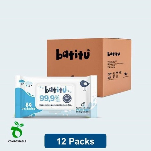 960 Toallitas 99.9% De Agua Compostables (baby Wipes) Batitu