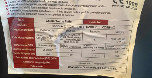 Imagen 5 de 5 de Estufa Terraza A Gas