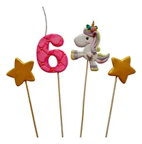 Comprar Adorno Torta Toppers Número Vela Porcelana Fría Unicornio X4
