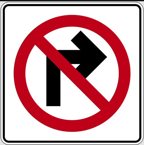 Señalamiento Vial Prohibido Vuelta Izq O Der Lámina 61x61 Cm
