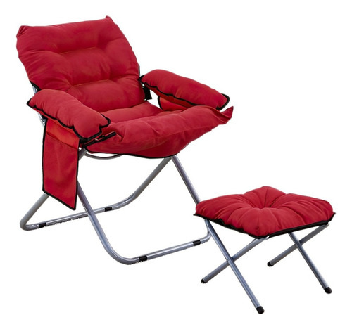 Silla Plegable Acolchada Con Taburete Tumbona Sofa Exterior Color Rojo