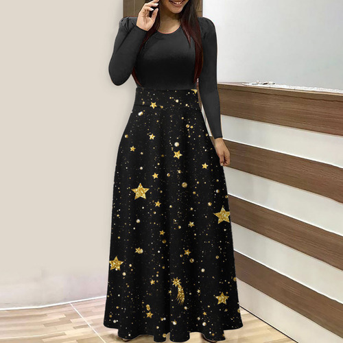 Saia F Feminina Plus Size Com Estampa De Natal, Manga Redond