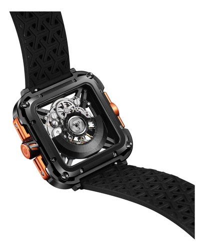 Stainless Steel Reloj Analogico Ciga Design Serie X·gorilla Correa Negro Bisel Negro Fondo Naranja