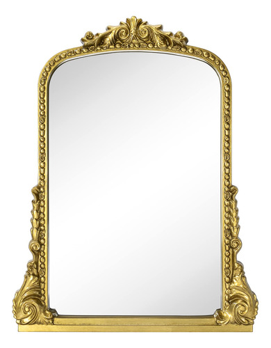 Espejo De Repisa Arqueado De Oro Antiguo, Espejo De Tocador