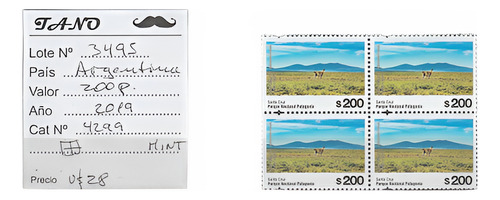 Lote3495 Argentina 200p 2019 S/ Básica Santa Cruz E/cuadro