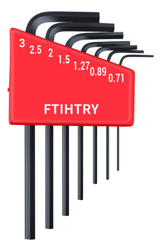 Ftihtry 7 Llaves Allen Mtricas Hexagonales - L, 0.028in, 0.0