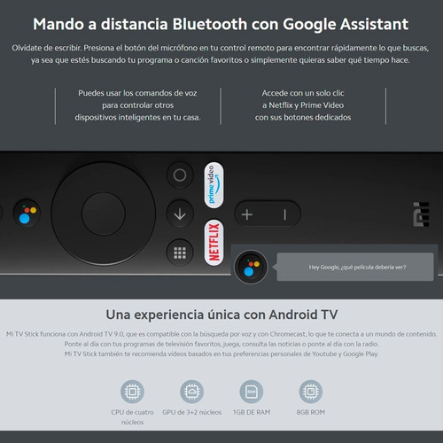 Imagen 6 de 10 de Xiaomi Mi Tv Stick Full Hd 8gb Control Remoto Y Fuente